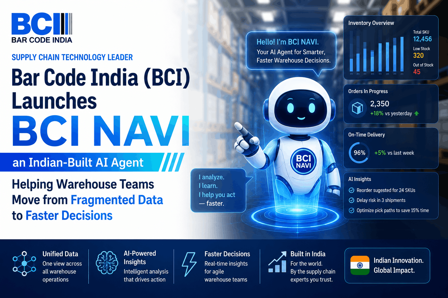 Supply Chain Technology Leader Bar Code India (BCI) Launches BCI NAVI - an Indian-Built AI Agent Helping Warehouse Teams Move from Fragmented Data to Faster Decisions