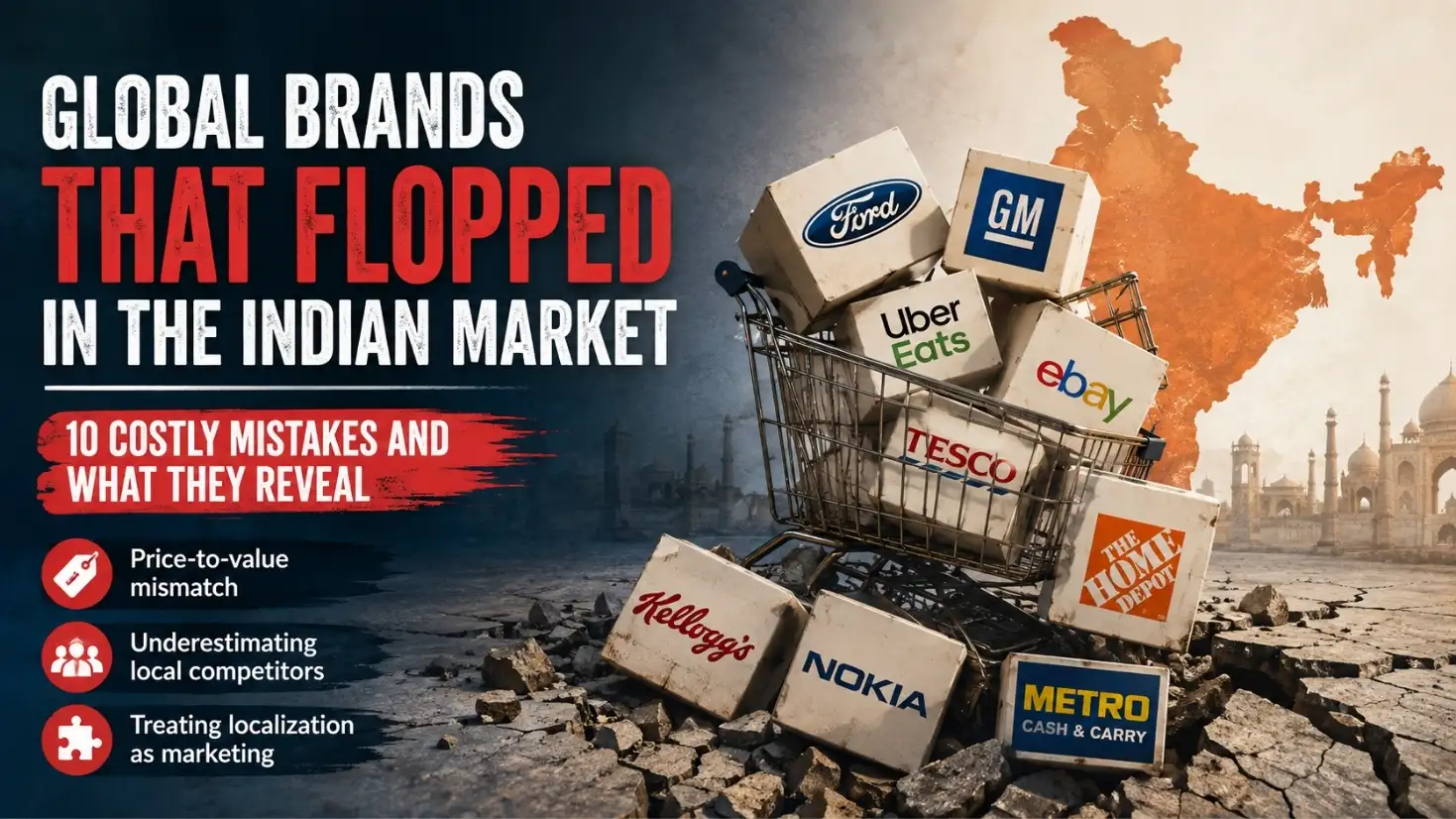 Global brands that flopped in the Indian market, highlighting costly mistakes in pricing, localization, competition, and market strategy.