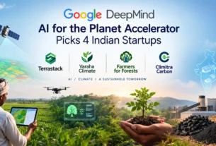 Google DeepMind AI for the Planet accelerator logo with Indian startup names