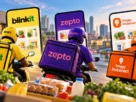 Zepto vs Blinkit vs Instamart delivery bags side by side, comparing India’s three big quick commerce apps